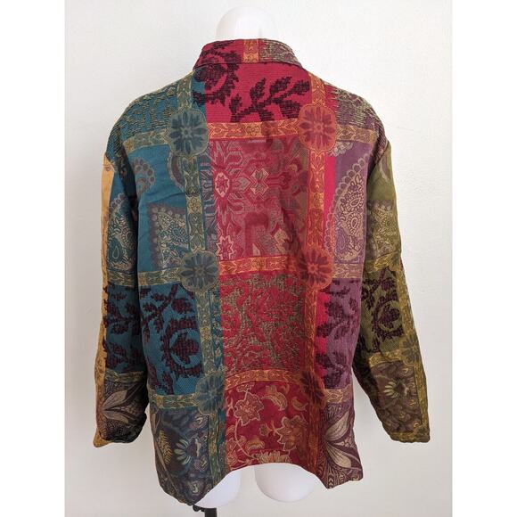 Drapers & Damons Size Large Patchwork Tribal Floral Tapestry Hippie Jacket - Picture 11 of 12